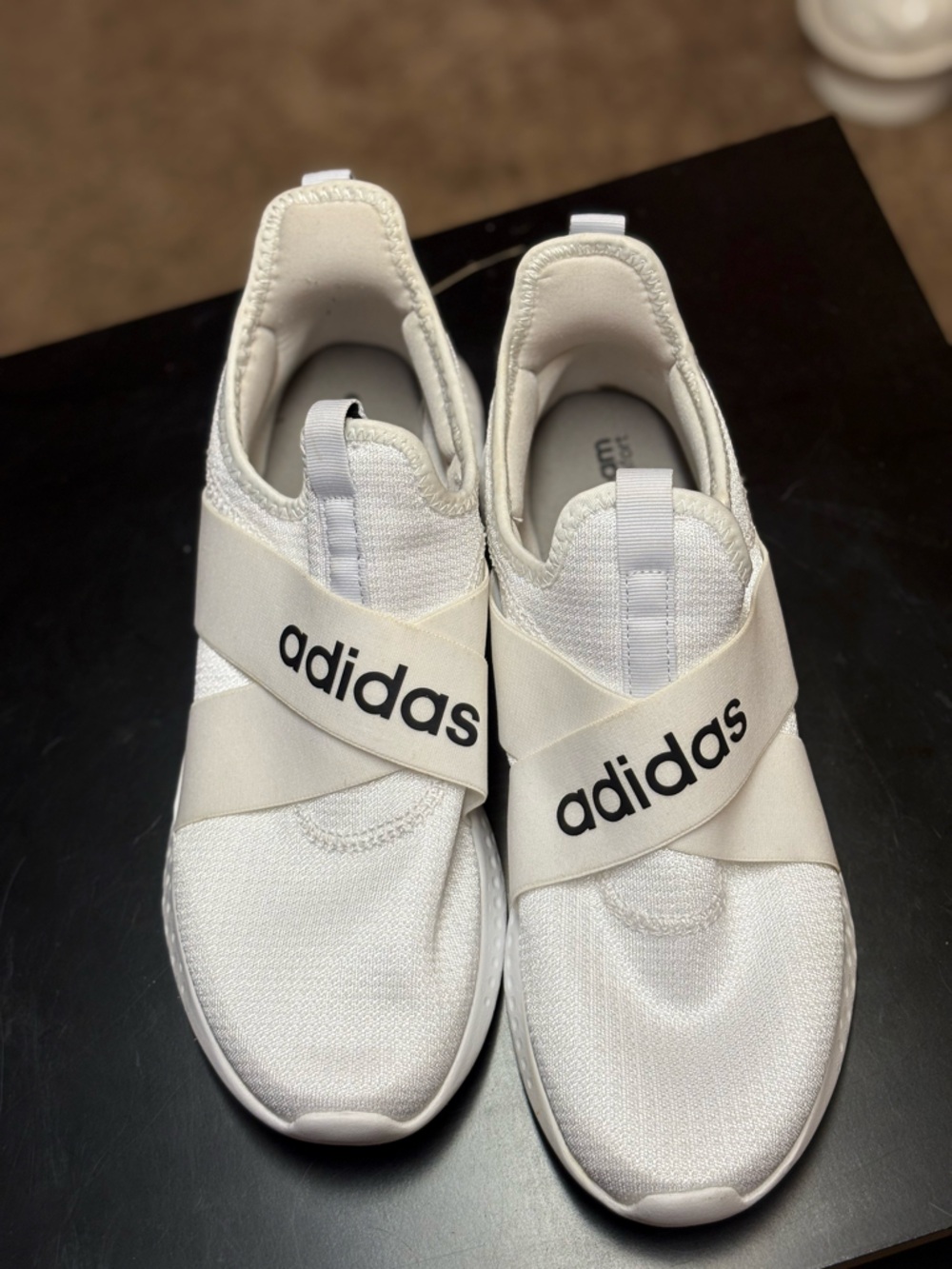 adidas Cream/White Lightweight Slip-On Sneakers